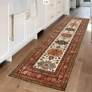 VIKAMA Vintage Persian Runner Rug Ethnic Style Bedside Mat for Bedroom, Hallway and Kitchen Non-Slip Carpet for Home Decor