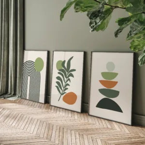 Boho Abstract Wall Art Prints Boho Wall Decor Set of 3 Prints Scandi Art Mid Century Prints Sage Green Black Beige Boho Wall Art