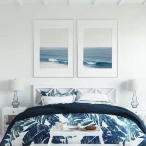 Set of 2 Blue Ocean Waves Beach Modern Wall Art Canvas Prints, Blue Sea Prints, Coastal Posters, Ocean Photography Coastal Wall Art, Natural Landscape Wall Decor, Ideal Gift for Bedroom, Living Room, Hallway, Wall Art, Summer Decor, Room Decor, Frameless