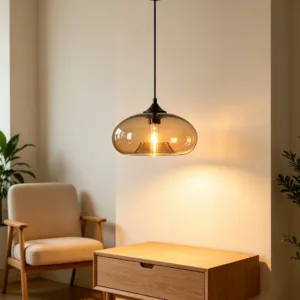 Minimalist LED Glass Hanging Light Nordic Creative Circular Pendant Light Cafe Kitchen Island Living Room Decor Pendant Lamp