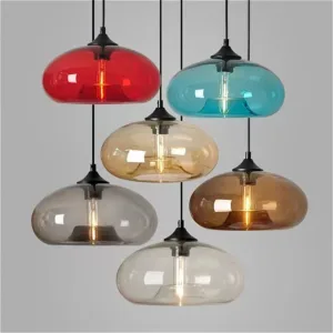 Colorful LED Pendant Light Modern Glass Vintage Indoor Hanging Lamp for Restaurant Bar Shop Decorative Lighting