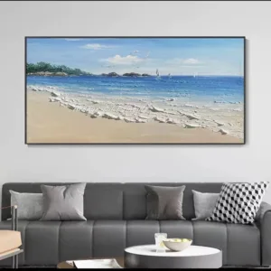 Arthyx,Ocean Waves Abstract Textured Thick Oil Painting Hand Painted Heavy Texture Canvas Art Wall Pictures Earth Tone Waves Art