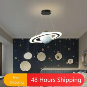 Modern Creative LED Pendant Light Children's Room Saturn Chandelier Bedroom Planetary Room Decoration Lighting Ceiling Light