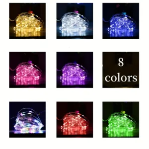 10Pcs LED String Lights 8colors Atmosphere Colored Light Battery Powered Fairy Lights For Christmas Outdoor Room Festival Decor