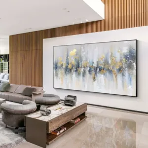 Gold Foil Teal Green 3D Texture Abstract Painting On Canvas Livingroom Bedroom Large Luxury Gold Wall Art New Home Art Decor