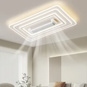 Square LED Ceiling Light for Bedroom and Living Room with Fan, Medallion Lampara, 110V~220V