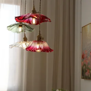 Japanese Sunflower Glass Pendant Lights DiningTable Bedside Modern Brass Hanglamp Decoration Bedside Light Fixture E27 AC90~240V