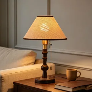 Indoor Wood Desk Lamp Zipper Switch Paper Lampshade E27 Bulb For Hotel Bedroom Foyer New Style Table Light