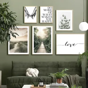 Sunrise Beach Hanging Bridge Eucalyptus Flower Wall Art Mural Print Canvas Painting Lovers Posters Picture Living Room Decor