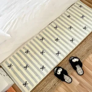VIKAMA Simple Style Bedroom Rug Room Decoration Girls Bed Mat Home Decoration Soft Plush Strip Area Rug 침실카페트 침대옆러그 러그 카페트