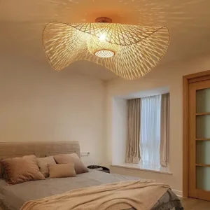 Japanese Wabi Sabi LED Pendant Lights bamboo rattan Suspension Lamps for Living Dining Bedroom Home Decoration Chandelier