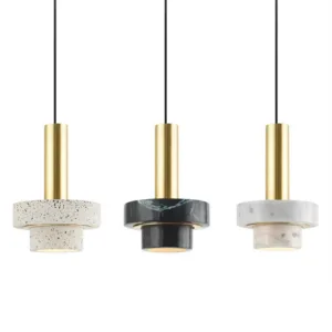 Modern Led Marble Pendant Lighthing Living Room Decoration Designer Terrazzo Restaurant Industrial Chandelier For Home