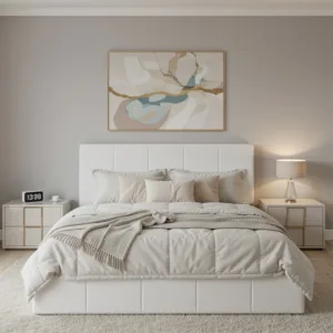 HOOMIC Full/Queen/King Size Dutch Velvet Upholstered Platform Bed Frame, Channel Tufted Headboard, No Box Spring Needed
