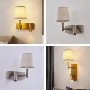 European-style Modern Minimalist LED Fabric Lampshade Wall Lamp Living Room Stair Aisle Bedroom Bedside Reading Lighting