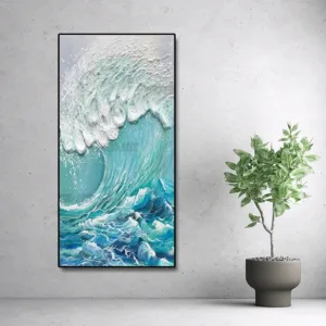 Handmade Abstract Wall Canvas Artwork, Large Size Texture, Sea Wave, Acrylic Painting Art, Unframed Home Corridor Decor Item