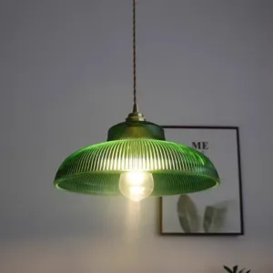 Vintage Glass Pendant Light Green Hanging Lamp Living Room Luminaire Hall Bedroom Dining Table Indoor Fixtures Lustre LED Decor