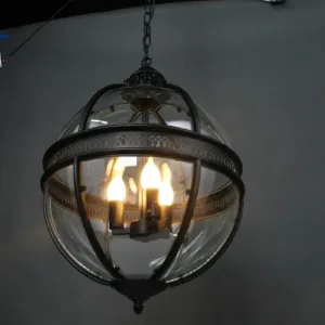 Wrought Iron Glass Shade Vintage Pendant Lights Kitchen Light Dinning Hanging Lamps Bar pendente Luminaire Fixture