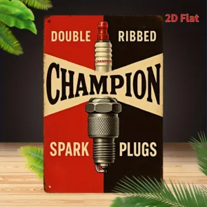 Tin Sign,   Retro Metal Wall Art, Double Ribbed Design, Red & Black Color Scheme, for Home, Bar, Cafe, Garage Decor, Garage Wall