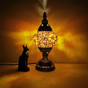 Turkish Mosaic Stained Glass Table Lamp, Retro Romantic Decor for Bedroom Cafe Homestay
