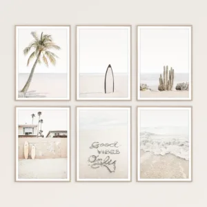 Beach Boho and Coastal Art Neutral Surf Poster Prints Canvas Painting Wall Art Pictures Nordic Modern Ocean Living Home Decor