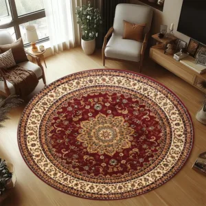 Persian Pattern Wine Red Living Room Rug Carpet Mat Home Decoration Non Slip Floor Vintage Style Area Rug Luxury Gold