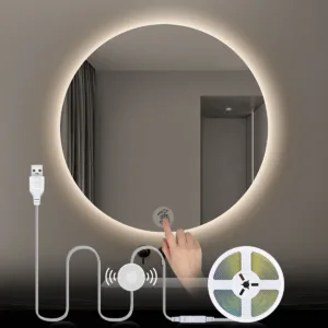 USB 5V COB LED Strip Makeup Vanity Light Penetrable Glass Touch Dimmer DIY Bathroom Dressing Table Mirror BackLight Lighting