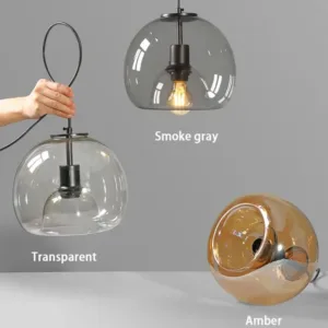 Modern Retro Glass Dining Room Bedroom Living Room Chandelier Amber Smoke Gray Glass Small Chandelier Ambient Lighting E27