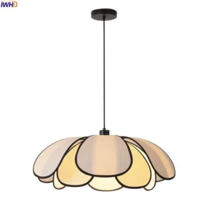 IWHD 50CM Rattan Flower LED Pendant Lamp Home Decor Indoor Bedroom Dining Living Room Lights Nordic Modern Hanging Light Edison