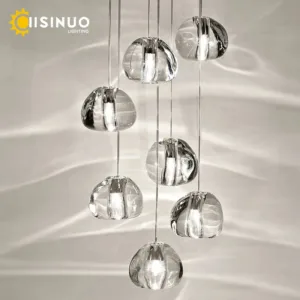 Hanging Staircase Pendant Light Crystal Ball Chandelier Long Adjustable Cable Light Fixtures for Indoor Home Restaurant Bar Deco