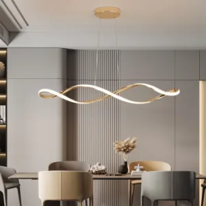 Modern LED Chandelier Pendant Light W/Remote, Adjustable Height Dimmable Ceiling Light for Kitchen Island, Dining Room Lighting