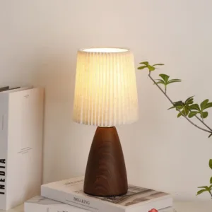 Retro LED Table Lamp Bedroom Fabric Pleated USB Plug In Study For Home Room Decor Desktop  Ambiance Bedrooms LED Bedside Lamps