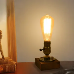 1pc American Industrial Style Table Lamp, Dining Room, Retro Wrought Iron Atmosphere Lamp, Bedroom Bedside Lamp