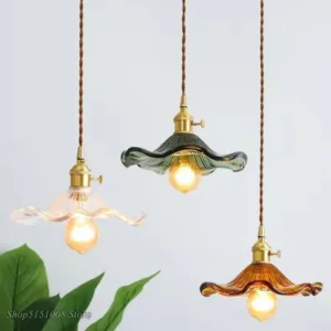 Home Simple LED Pendant Light Fixtures Bedroom Living Room Bar Colorful Glass Copper Hanging Lamp Edison Ceiling Pendant lamp
