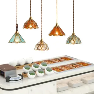 Vintage Colorful Glass Luxury Pendant Light Restaurant Bar Decoration Suspension Luminair Ceiling Hanging Lamp Coffee Chandelier