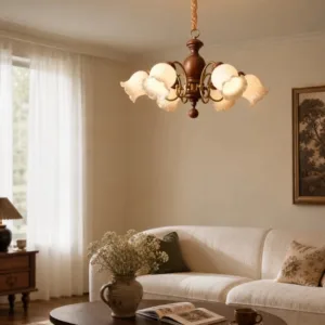 Vintage French style glass solid wood dining room chandelier living room bedroom French Nanyang style study lighting fixtures