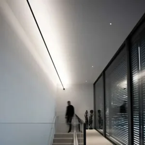 LED black and white skyline steel strip luminous linear no main light decoration, modern creative exhibition hall wall light