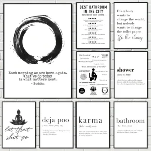 Funny bathroom sign Painting Calligraphy Eco-Friendly Cotton Canvas Poster Waterproof Wall Art for Home & Corridor Decor Gift