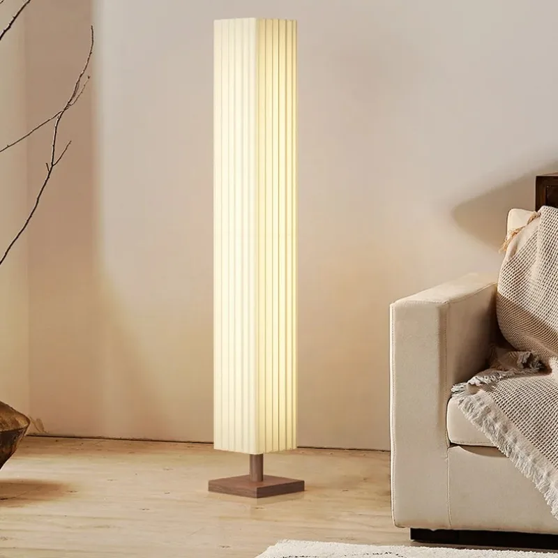 Wood Fabric Floor Lights Wabi Sabi Cloth Lampshade Standing Light Living Room Sofa Side Bedroom Bedside Decorative Lighting Home