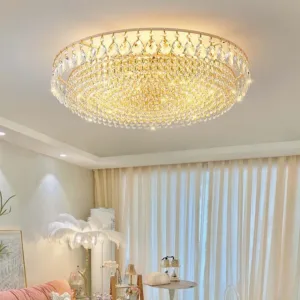 Living room light luxury crystal ceiling light led modern simple atmosphere French home dining room master bedroom round lamp