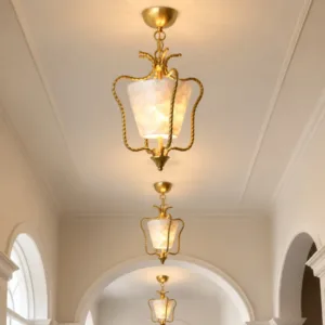 Vintage Luxury Natural Shell LED Home Decor Pendant Light Suspension Chandelier For Villa Bedroom Foyer Lighting Fixtures