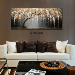 1pcs Modern Simple Wealth Tree Oil Painting Living Room Entrance Decoration Painting Light Luxury Style Gold Foil Hanging Painti