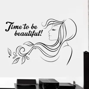1 pc nice time to be beautiful Beauty Spa  Wall Stickers Modern Fashion Wall Sticker for salon or beauty Wall Art Sticker Murals