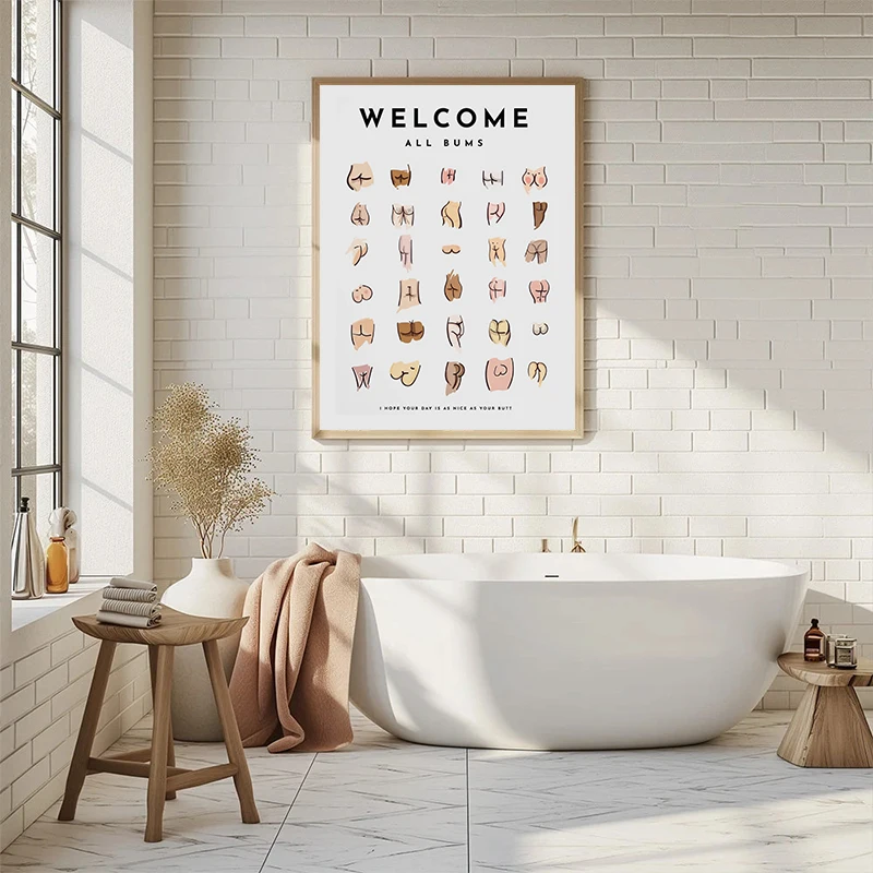 Funny Bathroom Sign Canvas Prints And Poster Cute Art Canvas Collage Bathroom for Men Painting Wall Picture Toilet WC Decor