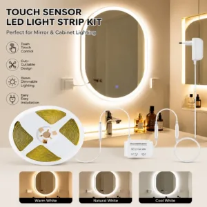 1 Set Dimmable Touch Control Bathroom Makeup Mirror 12V LED Light Strip Dressing Table Background Lighting Sensor Vanity Light