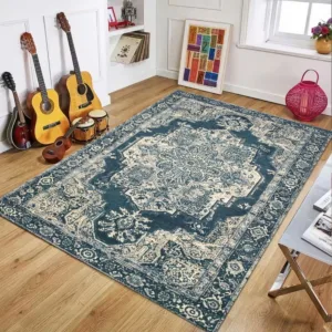 Vintage Bohemian Rug Durable and Washable Bedside Mat for Bedroom Living Room Sofa and Armchair Rug Home Decor