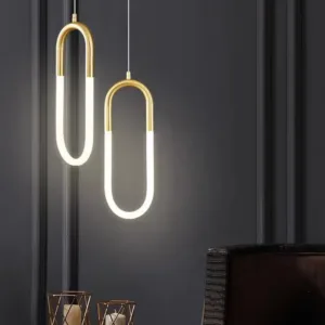 Nordic Minimalist Bar Chandelier Bedroom Bedside Light Luxury Post-modern Restaurant Clothing Store Stairs U-shaped Lamps