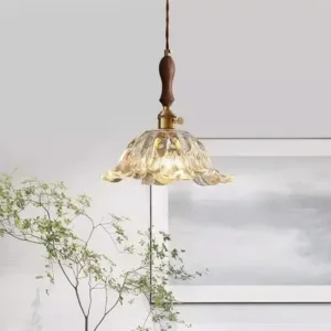 American Retro Flower Brass Glass Chandelier Bedside Lamp Walnut Restaurant Bar Table Lamp French Homestay Lamp