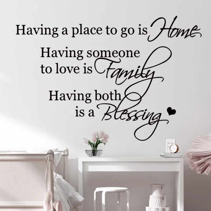 Family English”having-a-place-to-go-is-home“Art Wall Stickers Removable for Children Bedroom Living Room Decoration Wall Decals