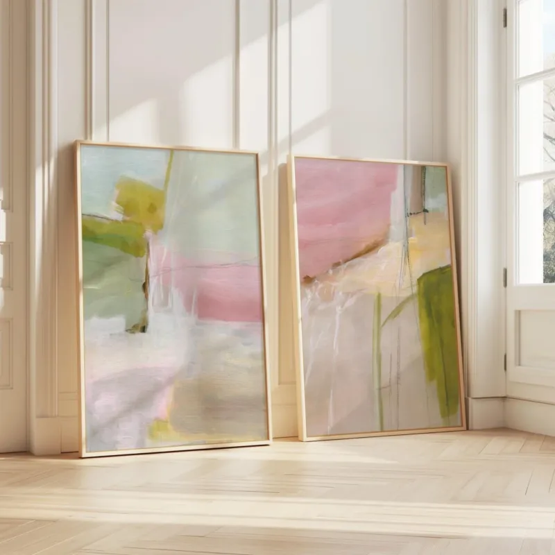 2pcs/set Pastel Mauve and Sage Green Abstract Canvas Prints Poster Modern Minimalism Aesthetics Art Prints Wall Art Home Decor