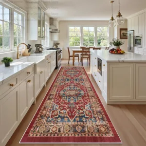 Persian Retro Anti Slip Kitchen Aisle Runner Carpet Washable European Luxury Long Corridor Rug Large Size Hallway Mat Custom